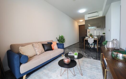 Staged living room in a Singapore condo